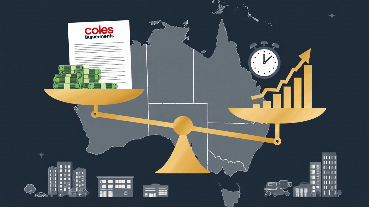 Balanced scale comparing property investment factors like tenant quality and interest rates