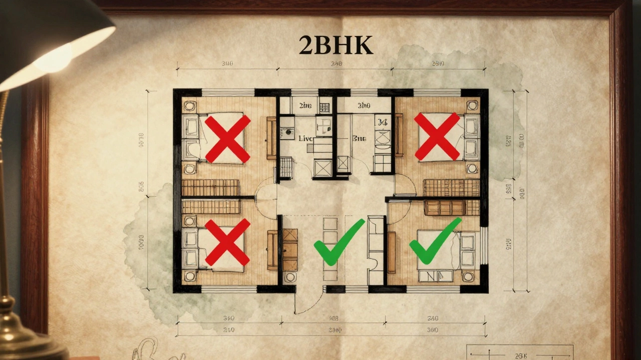 Aged floor plan with included and excluded areas marked in ink and watercolor tones.