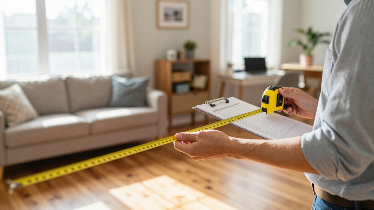 Appraiser measuring a room inside a home during a professional inspection