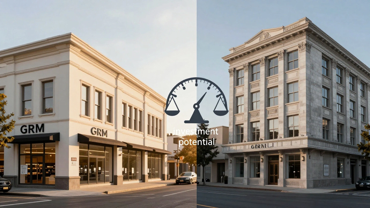 Comparison of two commercial buildings illustrating different GRM values