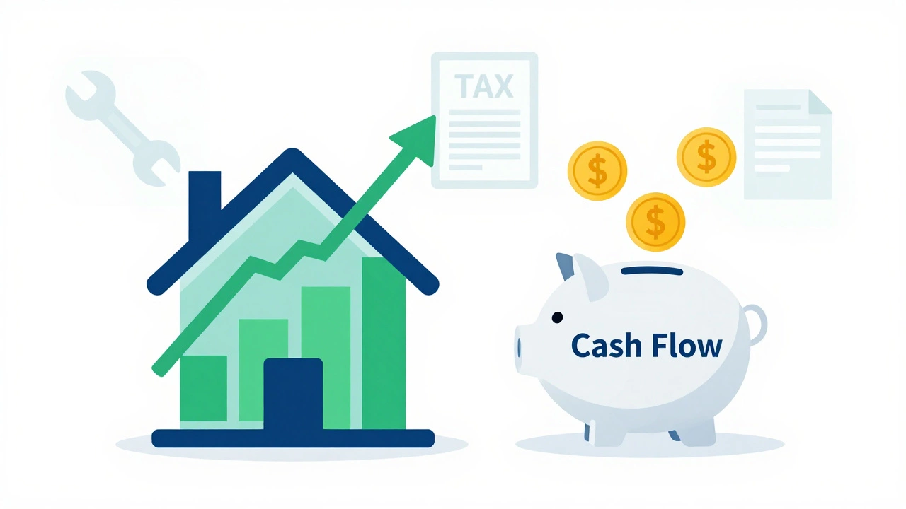 Illustration of house appreciation and cash flow vs costs