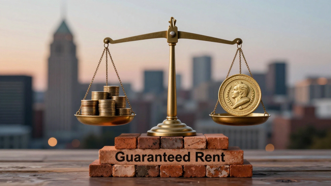 Conceptual art of stable rental income supported by government subsidies