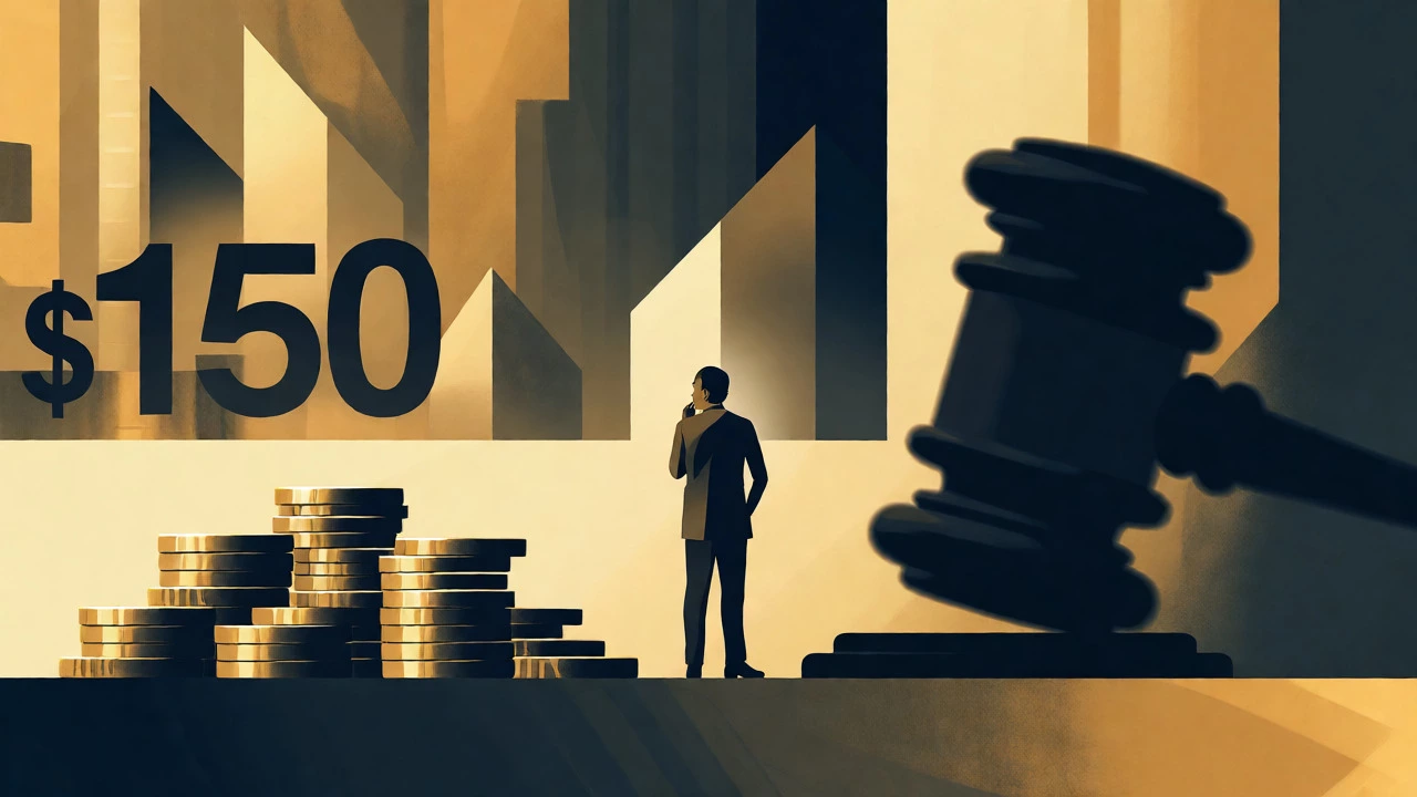 Conceptual art showing the balance between rental license fees and potential legal penalties.